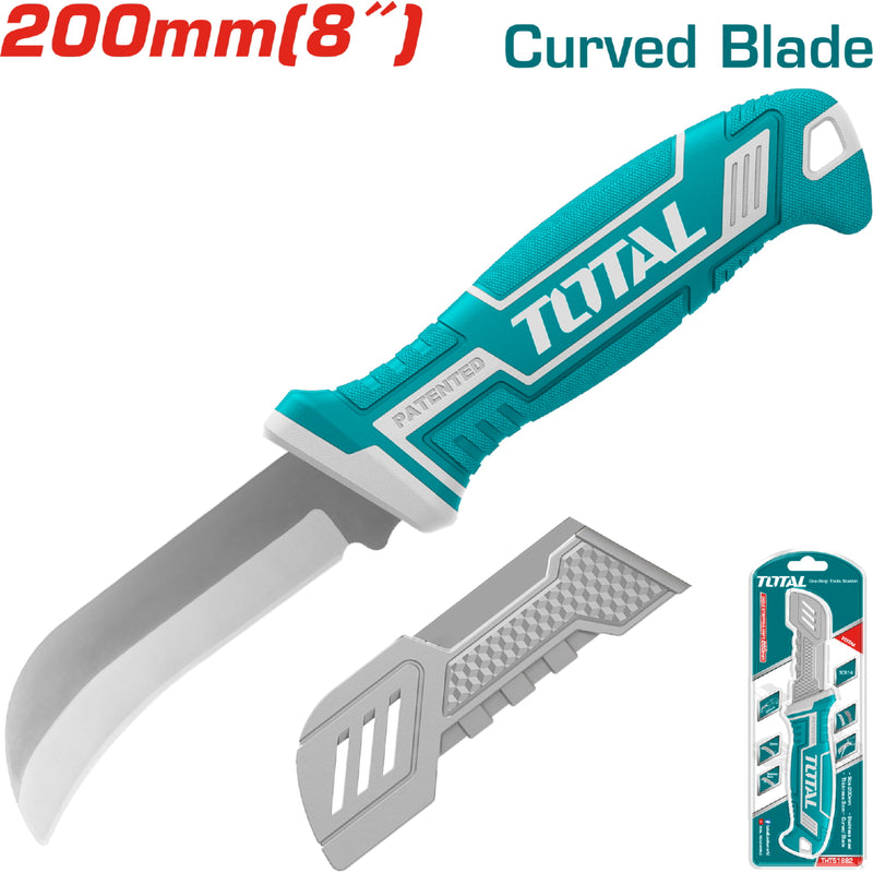 Cuchillo Pelacables Curvado de 200 mm. De Acero Inoxidable. Con mango ergonomico de plastico.