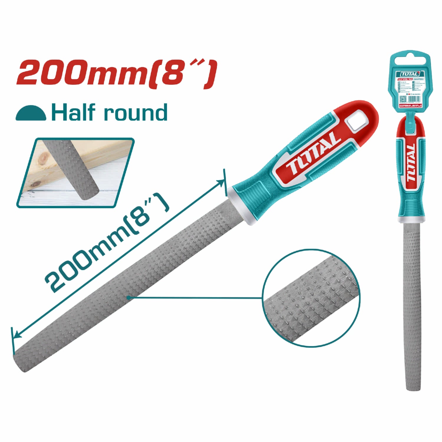 Lima media caña para madera de 200 mm. Alta Calidad.