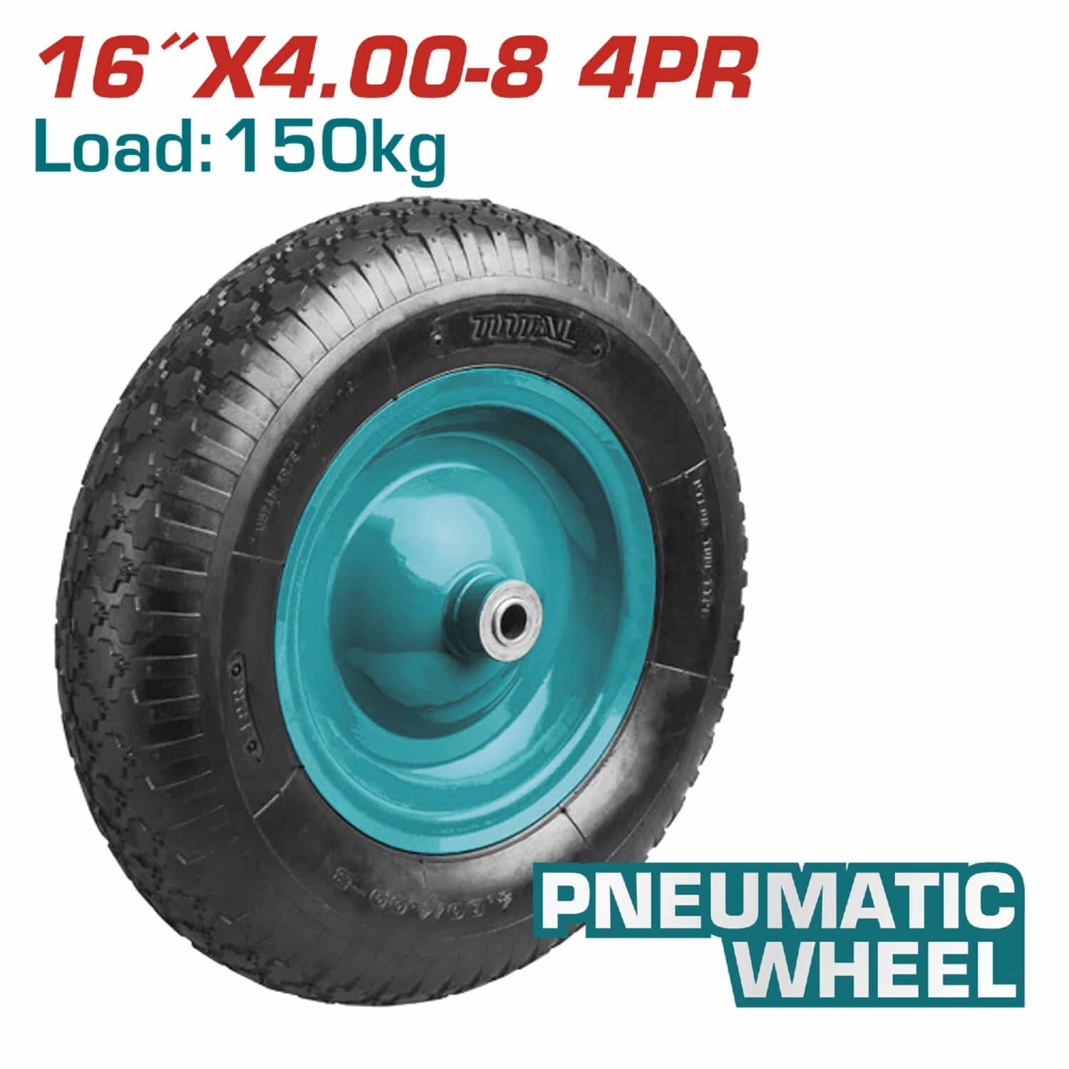 Rueda Neumatica para Carretillas de 150 Kg. de 16" x 4.00-8. - 4 + PR, Con líneas de diamante.