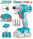 Llave Impacto Drill Dado Hexagonal 1/4" Litio 20V. Brushless Sin Escobillas Torque 200NM Incuye 2 Bateria +Cargador