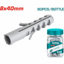 80/pza Taco plastico gris 8x40mm.