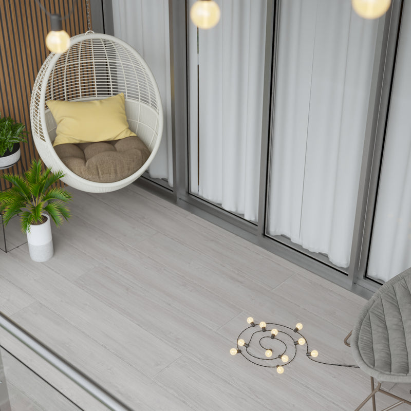 Piso SPC Roble Gris 1220 x 180 x 5.5 mm con IXPE 10 pc. pack 2.2 m2