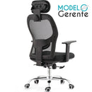 Silla ejecutiva de oficina Mesh Premium Tipo Alta con Posa cabezas. Modelo Gerente