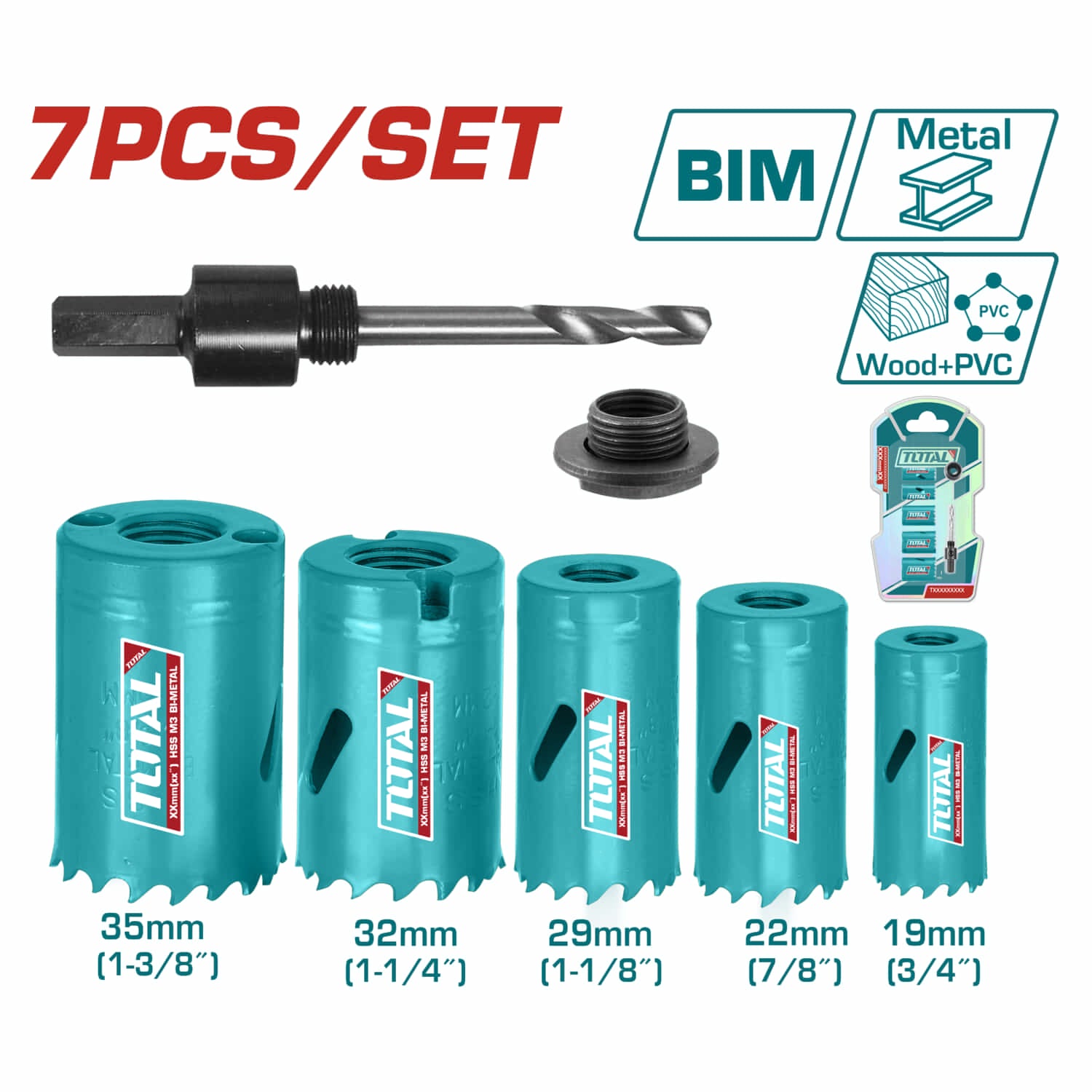 Brocas circulares sierra de orificio sacabocados bimetal 7 pzas