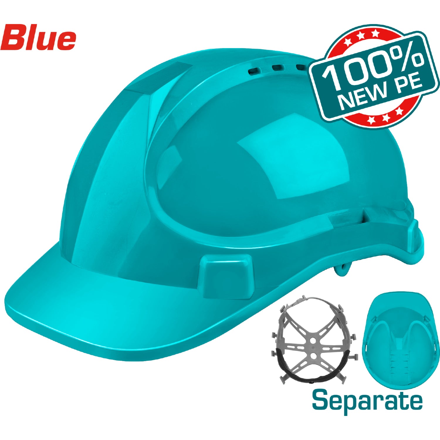 Casco de Seguridad Color Azul Verdoso. 8 Puntos de Suspension. Ajustable. Carcasa de PE .