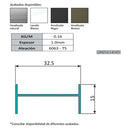 Marco H para Louver Z de32.5x15mm. Espesor 1.0 mm. Largo 5.85 mts. Acabado Anodizado Silver 15 Micro