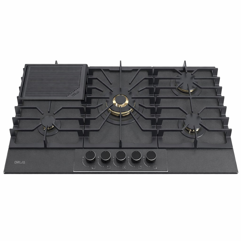 Estufa empotrable a gas Italia 90. Color negro.