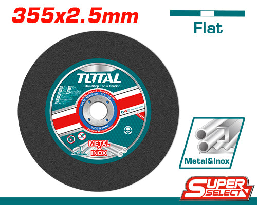 Disco De Corte 14" Tronzadora Plano 355 Mm ( 14" ) X 2.38Mm ( 3/32" ) X 25.4Mm ( 1"). Para metal 1 pza.