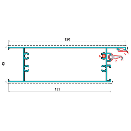 Zocalo Inferior Puerta. Espesor 1.6 mm. Largo 5.85 mts. Acabado Anodizado Negro 15 Micron. (D3-P1-A1