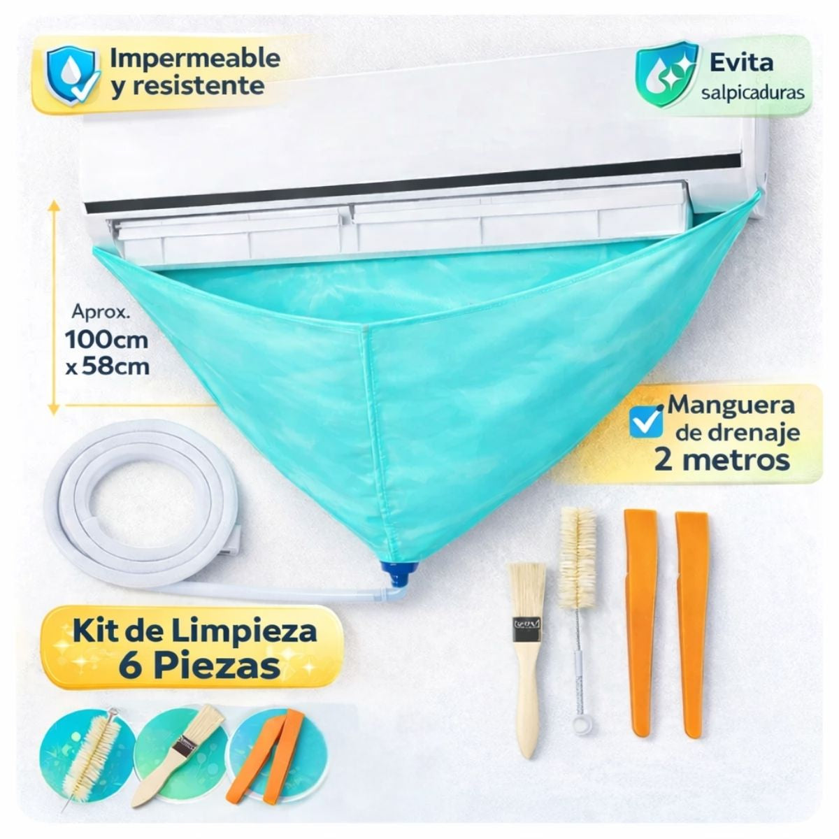 Funda Kit de mantenimiento para lavar aire acondicionado de pared. (Set de 7 pcs)