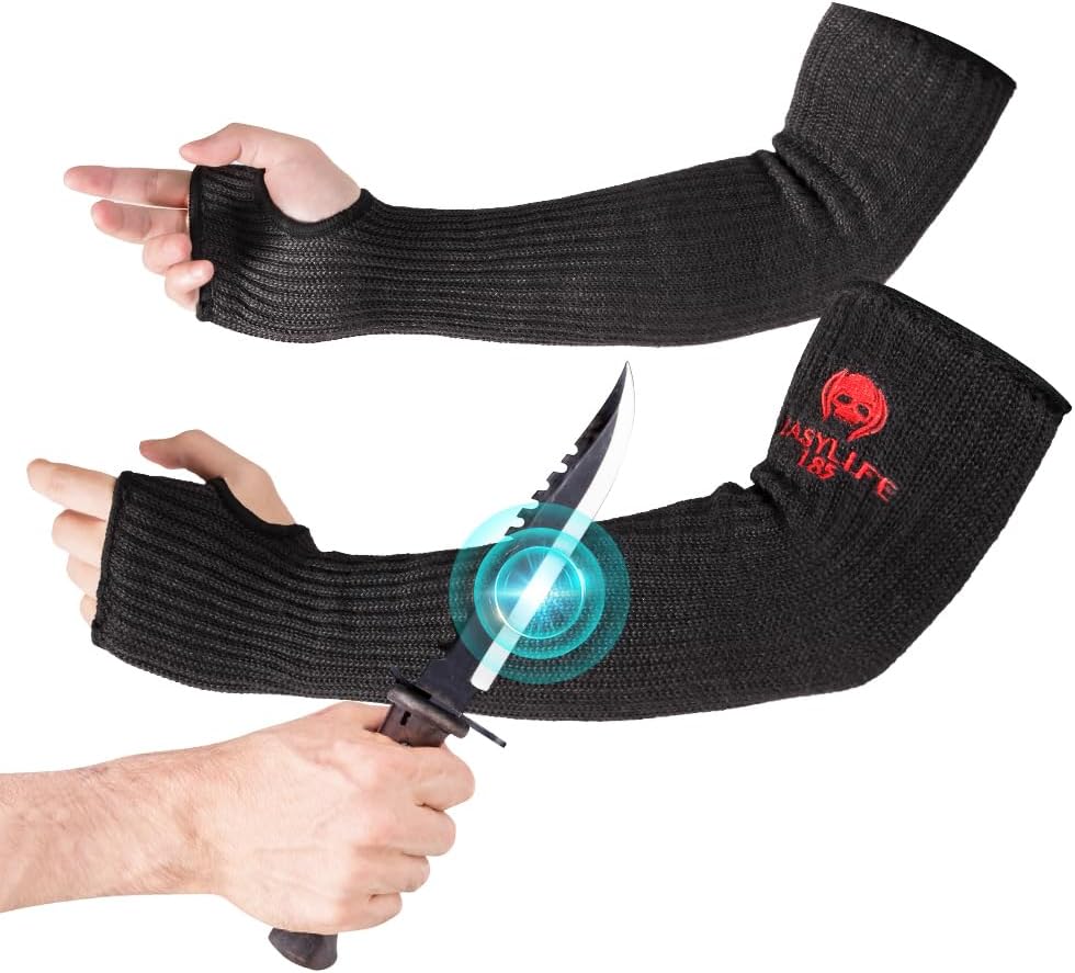 Mangas de kevlar para soldar, resistente a cortes, de 18'', anticortes color negro ( Se vende por par)