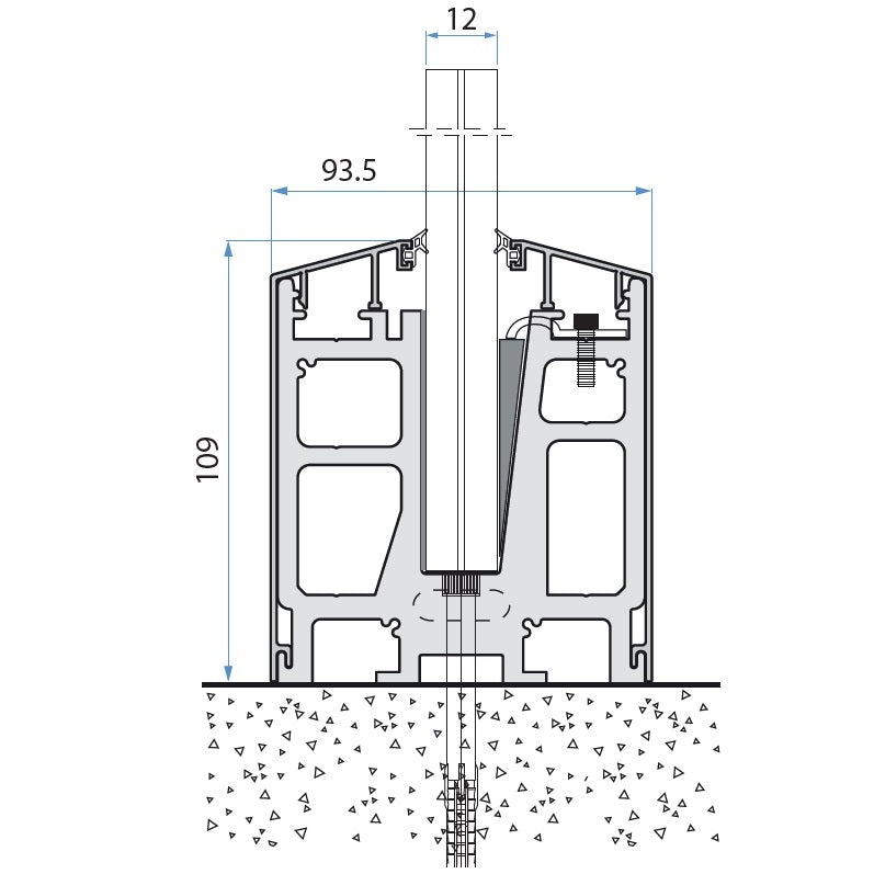 Bloque de aluminio para vidrio 12-12.76 mm. Usar 2 p/mt vidrio. Incluye tacos.(Se vende p/unidad)