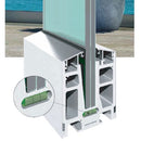 Bloque de aluminio para vidrio 12-12.76 mm. Usar 2 p/mt vidrio. Incluye tacos.(Se vende p/unidad)