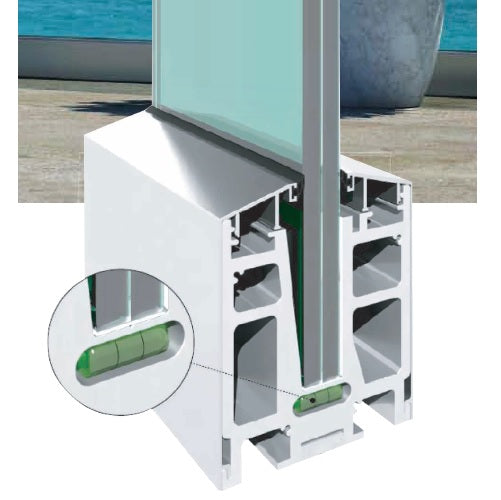 Bloque de aluminio para vidrio 12-12.76 mm. Usar 2 p/mt vidrio. Incluye tacos.(Se vende p/unidad)