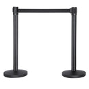 Poste separador para control de filas color negro cinta negra retractil de 2 mt(SE VENDE POR UNIDAD)