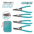 Juego de Alicates para Anillos de Retencion de 5"/125 mm de 4 piezas. Diametro: 1.8 mm.