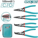 Juego de Alicates para Anillos de Retencion de 5"/125 mm de 4 piezas. Diametro: 1.8 mm.
