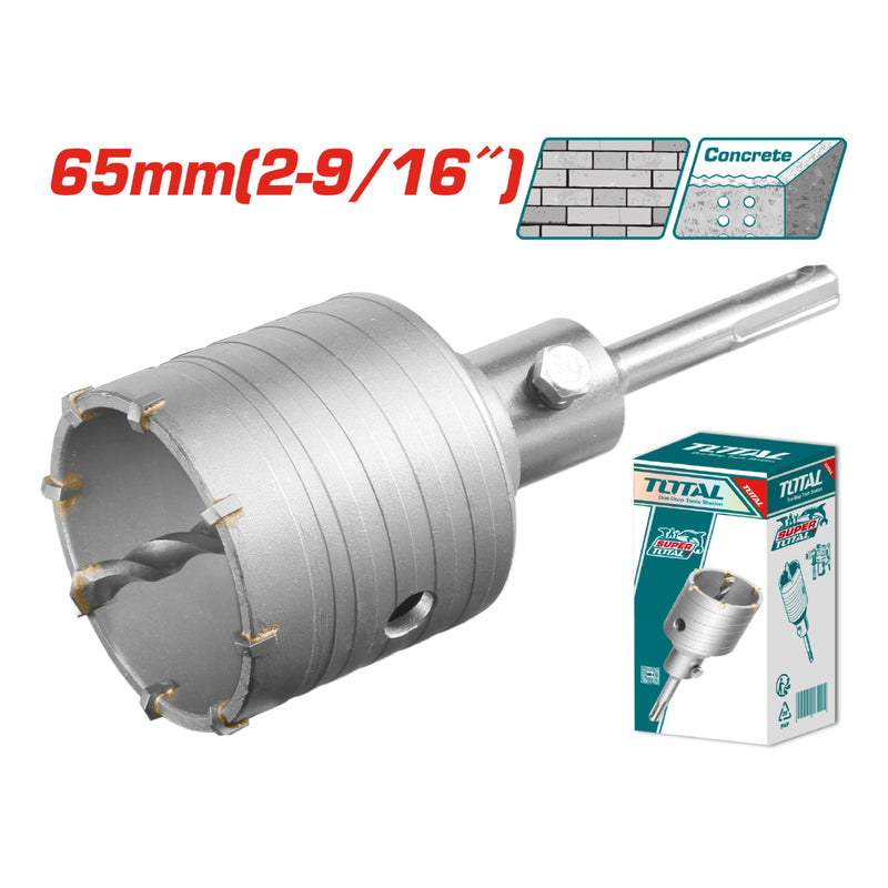 Broca Circular para Concreto. Diámetro: 65mm. 8 pzas de cuchillas TCT. Con Adaptador de 110mm.