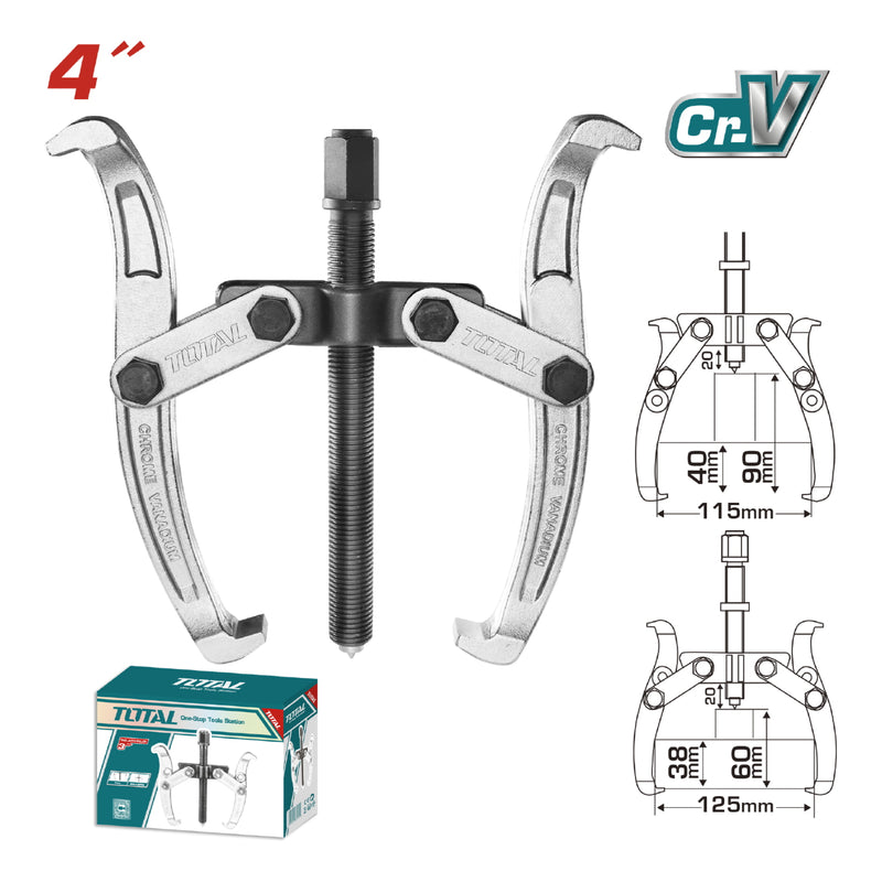 Extractor de 2 mandibulas de 4". Maxima Fuerza 3000 kg Cr-v, Tratamiento termico.