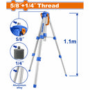 Trípode de Aluminio 5/8" y 1/4". Altura ajustable: 0.45m a 1.1m. Para niveles láser.