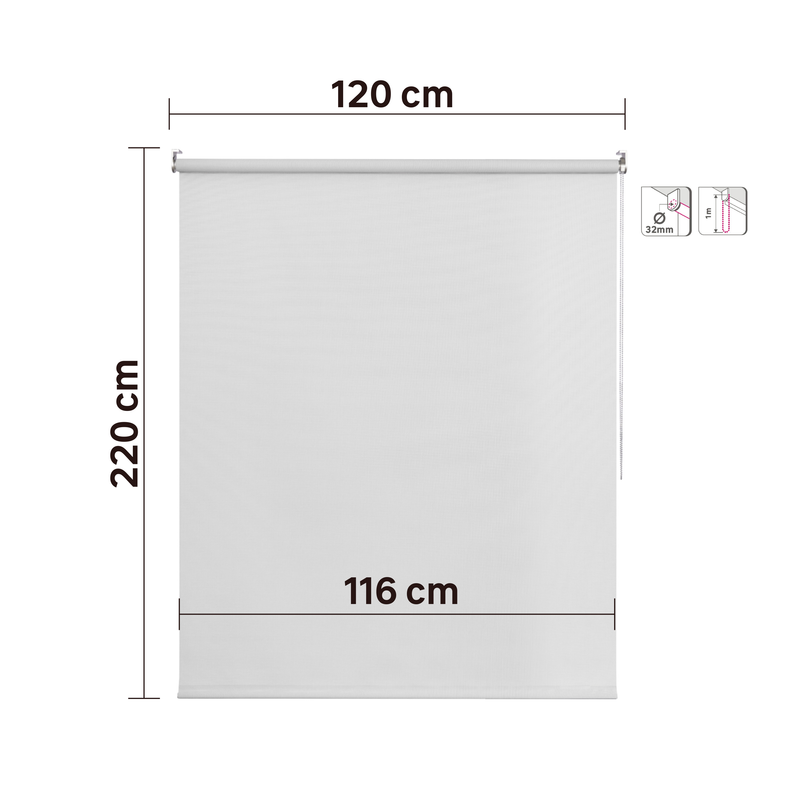 Persiana Roller Sun screen BLANCO SLOOP 120X220CM INSPIRE