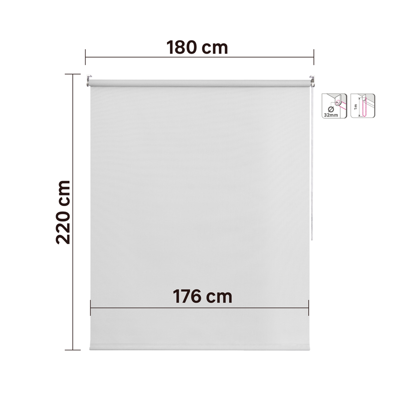 Persiana Roller Sun screen BLANCO SLOOP 180X220CM INSPIRE