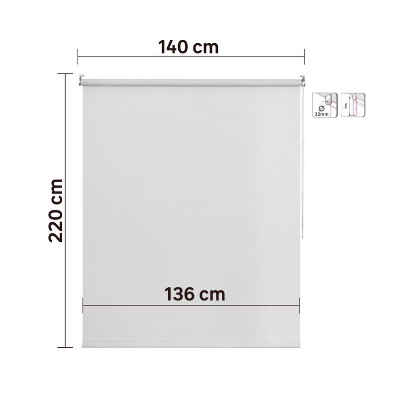 Persiana Roller Sun screen BLANCO SLOOP 140X220CM INSPIRE