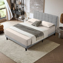 Cama 99x190x35cm TWIN fácil de armar color gris respaldar cabecera acolchado