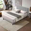 Cama 193x203x105 KING fácil de armar color gris respaldar cabecera acolchado
