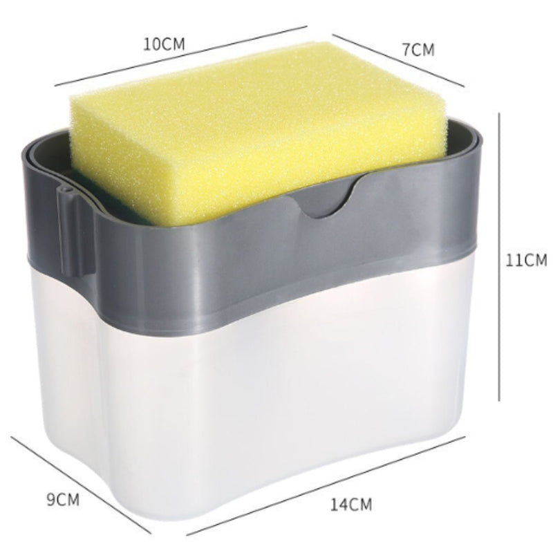 Dispensador de jabón liquido con soporte para esponja. (Incluye esponja) para fregador