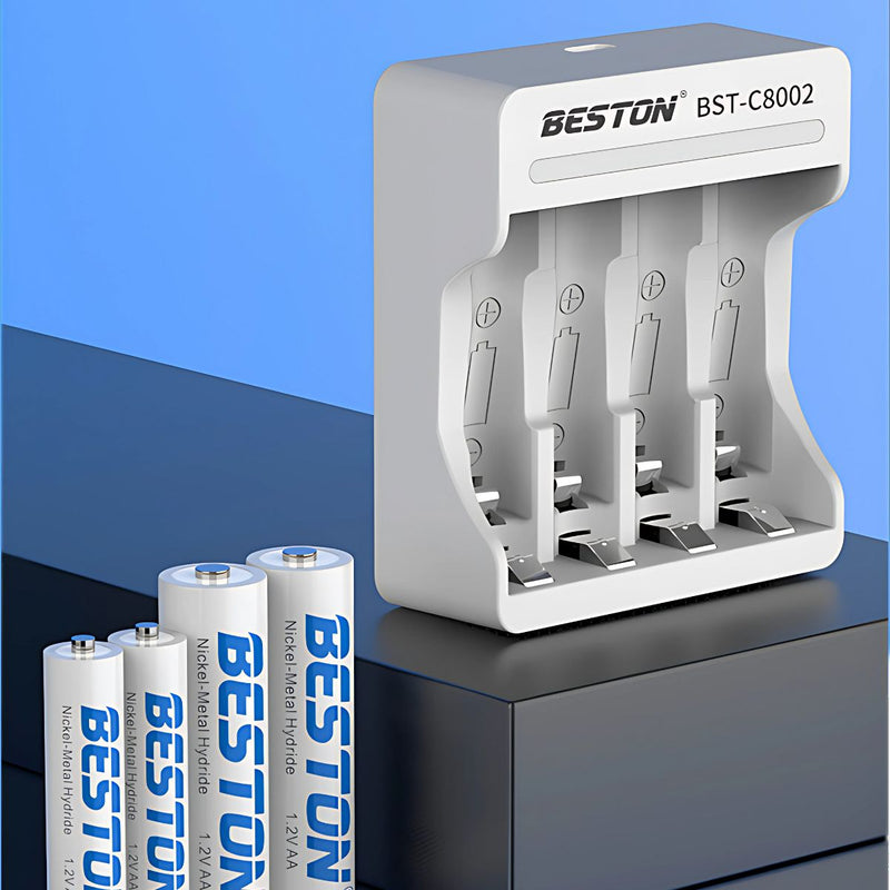 Cargador de Pilas Recargables AA/AAA con 4 Baterías recargables AA Incluidas.