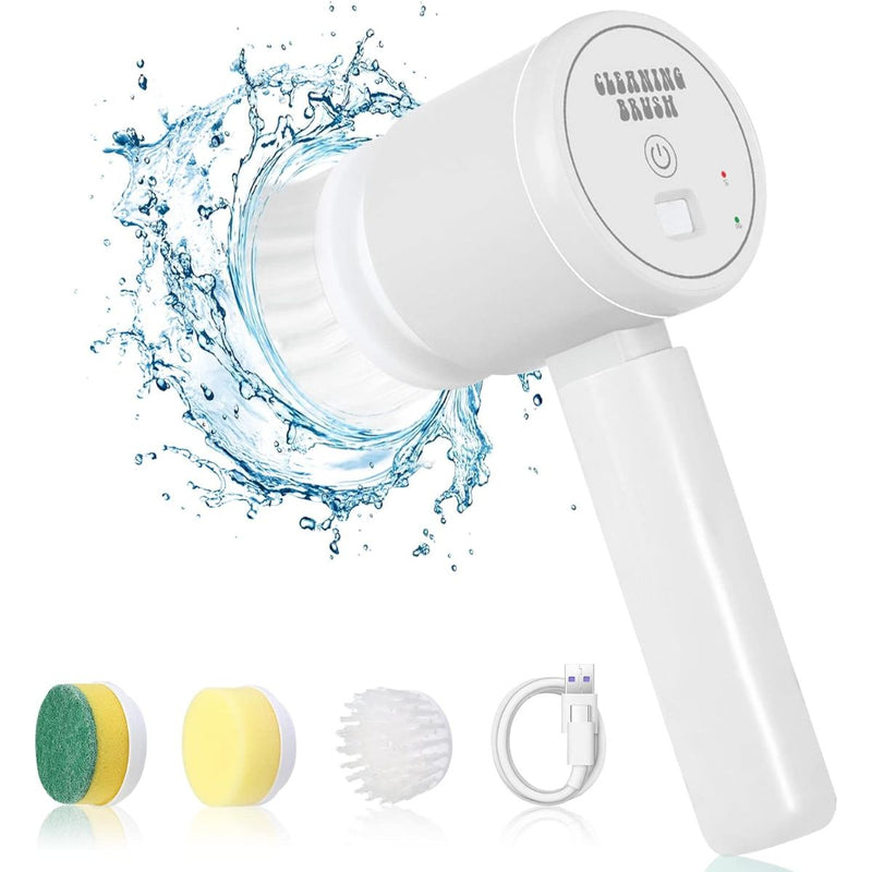 Cepillo Giratorio Eléctrico Inalámbrico. Limpiador a Batería de Larga Duración y Resistencia al Agua IPX7. Color blanco. Incluye accesorios.