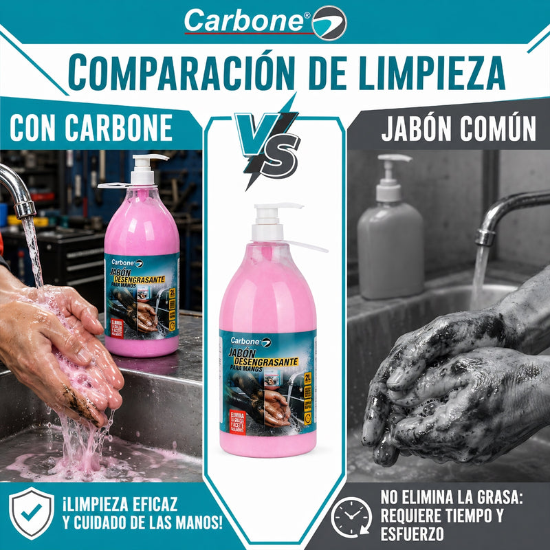 Jabón desengrasante para manos 2 litros con Partículas Exfoliantes. Especial para mecánicos, quita la grasa aceite fácilmente.