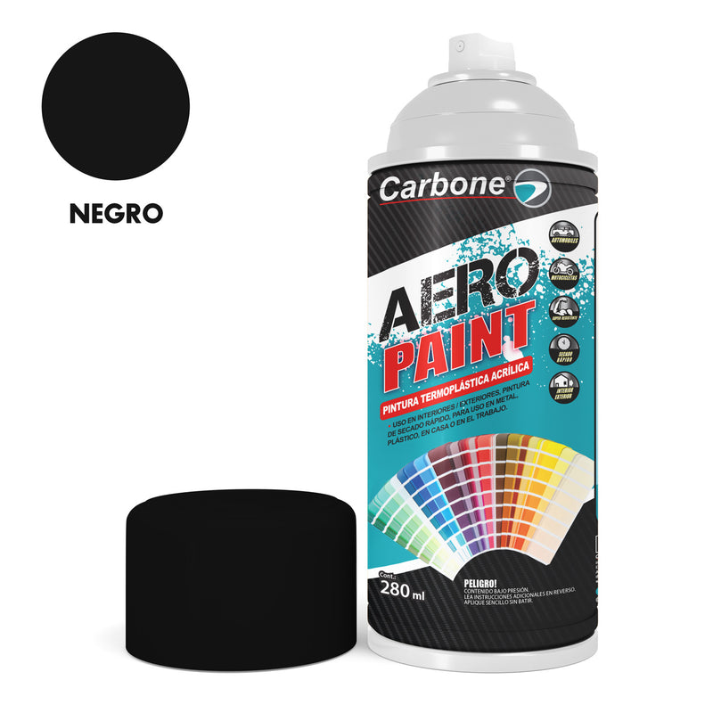 Pintura aerosol en Spray Negro 280ml. Interiores y exteriores alta calidad