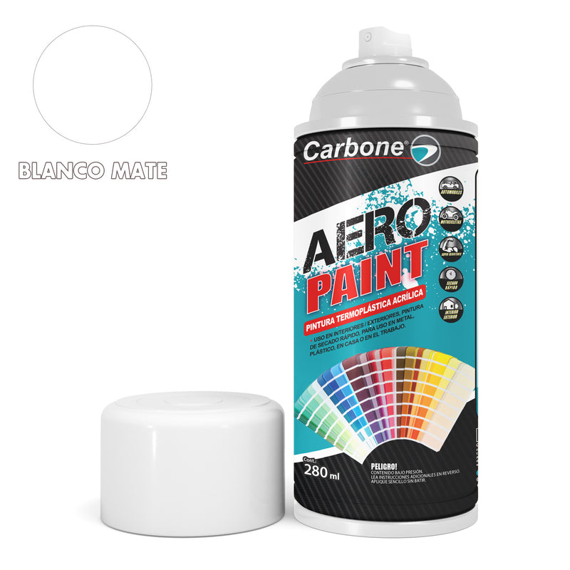 Pintura aerosol en Spray Blanco Mate 280ml. Interiores y exteriores alta calidad