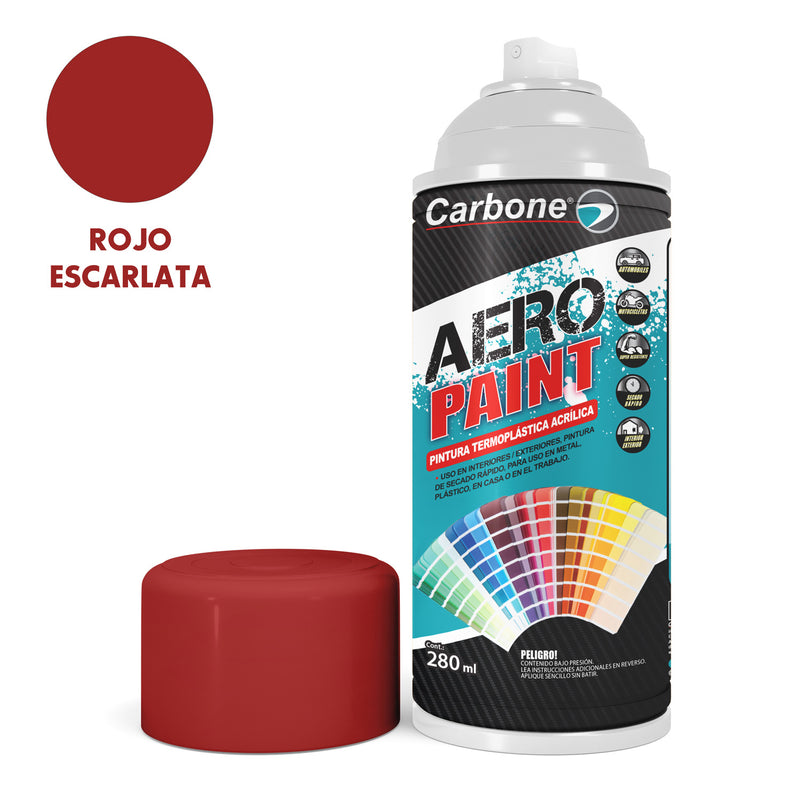 Pintura aerosol en Spray Rojo Escarlata 280ml. Interiores y exteriores alta calidad