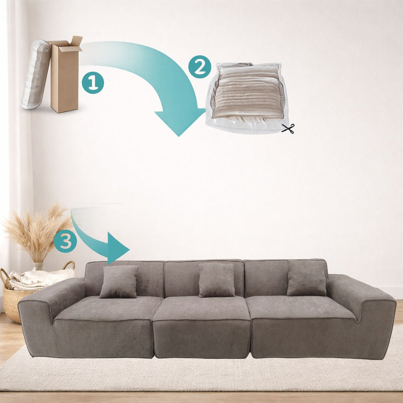 Sofá empacado al vacio Memory Foam de alta densidad 300X100X73cm Color Gray 08