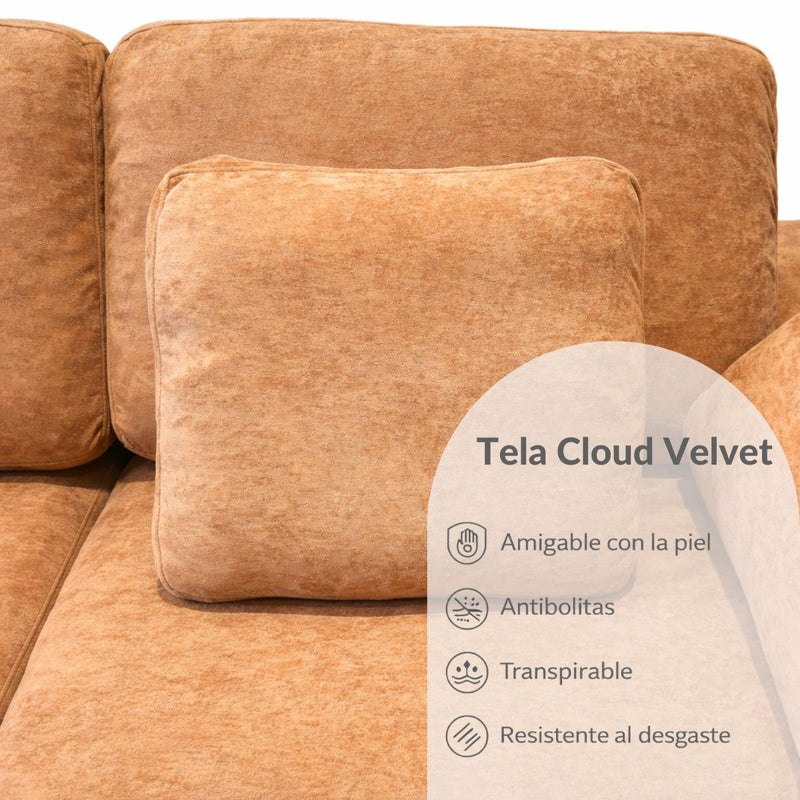 Sofá en L empacado al vacio Memory Foam de alta densidad 310X200X70cm Color Khaki brown 13