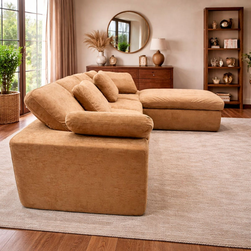 Sofá en L empacado al vacio Memory Foam de alta densidad 310X200X70cm Color Khaki brown 13