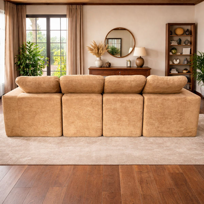 Sofá en L empacado al vacio Memory Foam de alta densidad 310X200X70cm Color Khaki brown 13