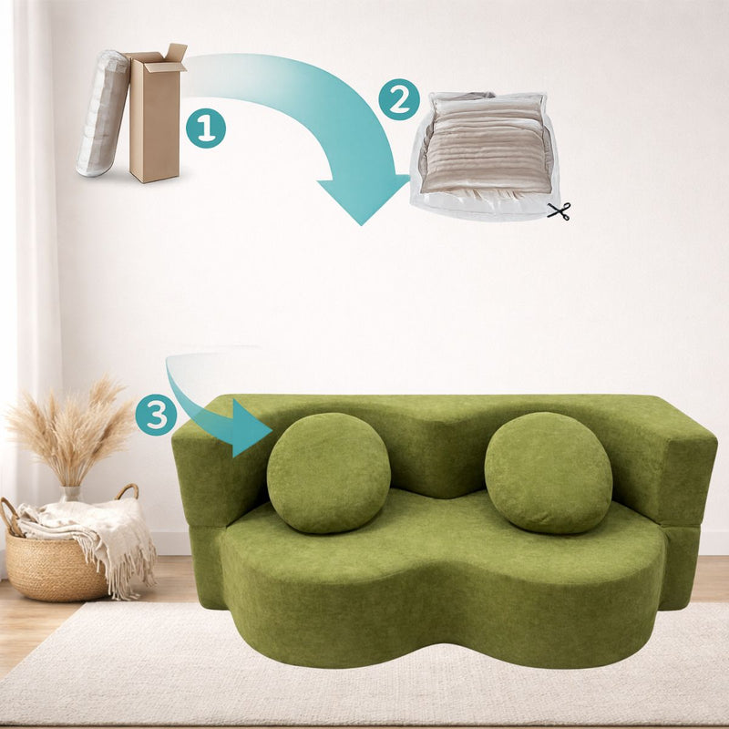 Sofá Convertible empacado al vacio Memory Foam de alta densidad 200X100X70cm Color Olive green 17
