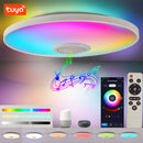 Lámpara LED de techo inteligente Bocina +RGB + blanco cálido y frío. Luz regulable con WiFi, App Tuya y control remoto. 30cm 36w