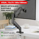 Soporte de Monitor para escritorio con Brazo Articulado. Para pantallas de hasta 32”. Soporta hasta 9kg. Ideal para oficina y gaming.