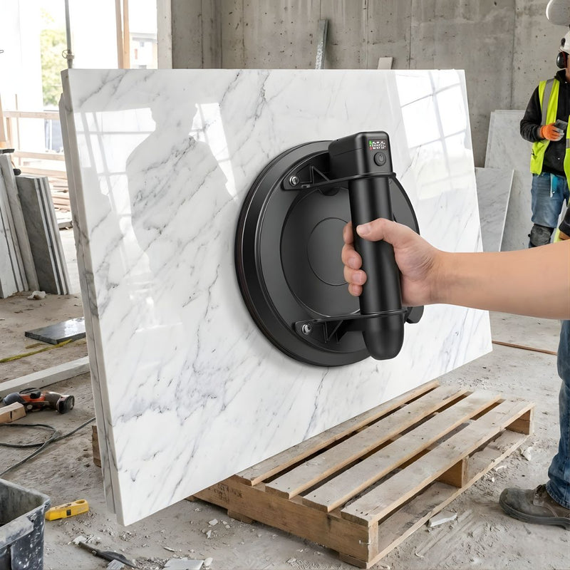 Ventosa Eléctrica 8" Recargable 120KG. Bomba Automática con Pantalla Digital. Succionador chupas para Mármol, Vidrio y Azulejos.