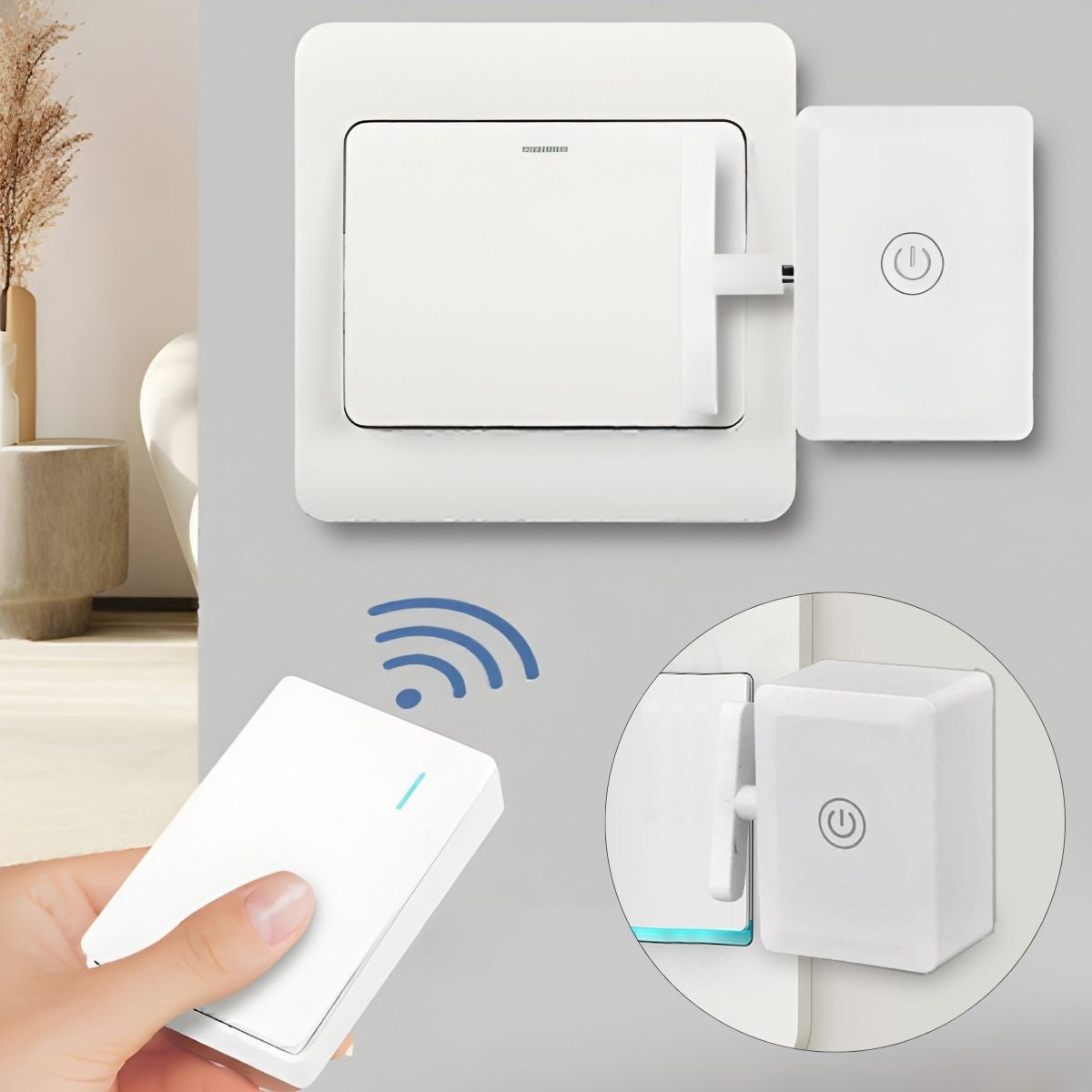 Interruptor Pulsador Inalámbrico De Radiofrecuencia Para Prender Y Apagar Luces A Distancia Con Control Remoto. Interruptor Smart (1 Unidad Principal +2 Interruptores remotos)