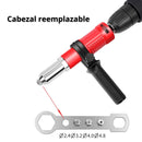 Remachadora Adaptador Para taladro Eléctrico En Acero Aleado. Conversor De Remache Tipo Pistola Con Eje Hexagonal. Incluye Boquillas 2.4/3.2/4.0/4.8 mm Y 50 Remaches.