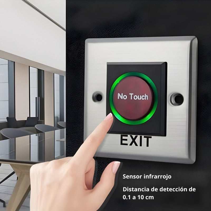 Botón De Salida Sin Contacto Cuadrado (86x86mm) Con Sensor Infrarrojo De Acero Inoxidable. Interruptor Pulsador De Salida Sin Toque. Control De Acceso De Puerta.