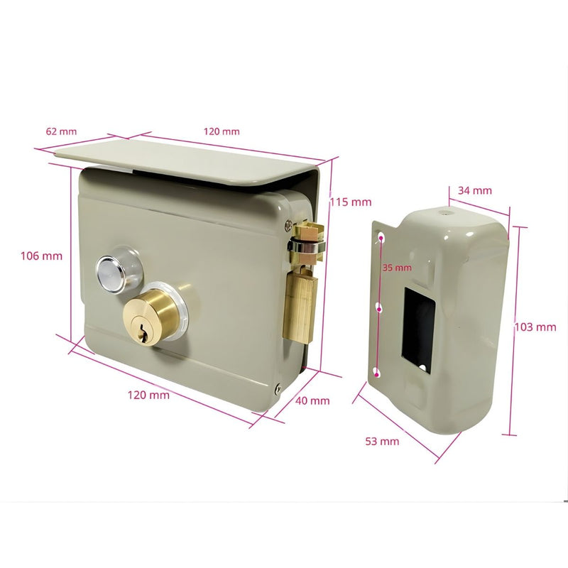 Cerradura Eléctrica Soldar Con Control Electrónico Y Deflector(10.6x12x4 cm) Apertura Izquierda De 12V De Acero. Incluye 3 llaves. Color Negro
