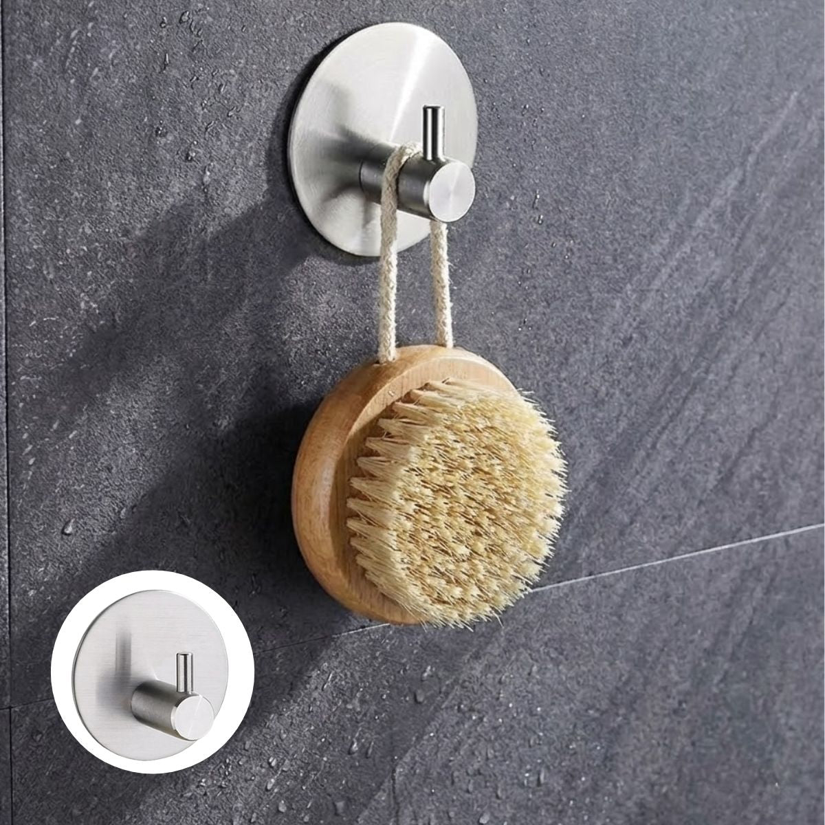 Gancho de Acero Inoxidable 304 Adhesivo 3M Redondo 4.5×4.5cm Para Baño, Cocina y Múltiples Espacios. Gancho Para Guindar.