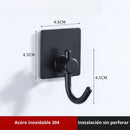 Gancho De Acero Inoxidable 304 Adhesivo 3M Cuadrado 4.5×4.5 cm Negro Para Baño, Cocina Y Múltiples Espacios. Gancho Para Guindar.